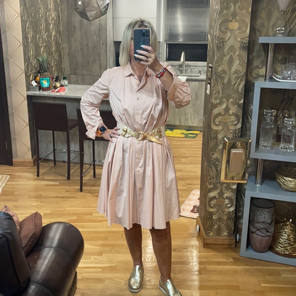 Sonya By Sonya Rykiel Cotton Pleated Shirt Dress Fr40